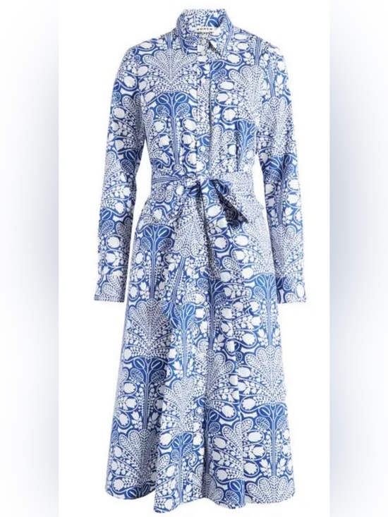 Boden Dresses & Skirts - BODEN Blue Floral Long Sleeve Midi Belted Shirt Dress Size 14